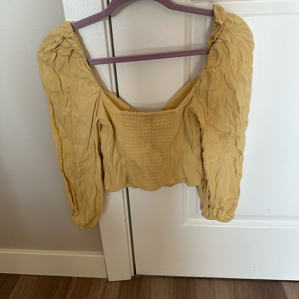 Aritzia Yellow Smocked Women's Top